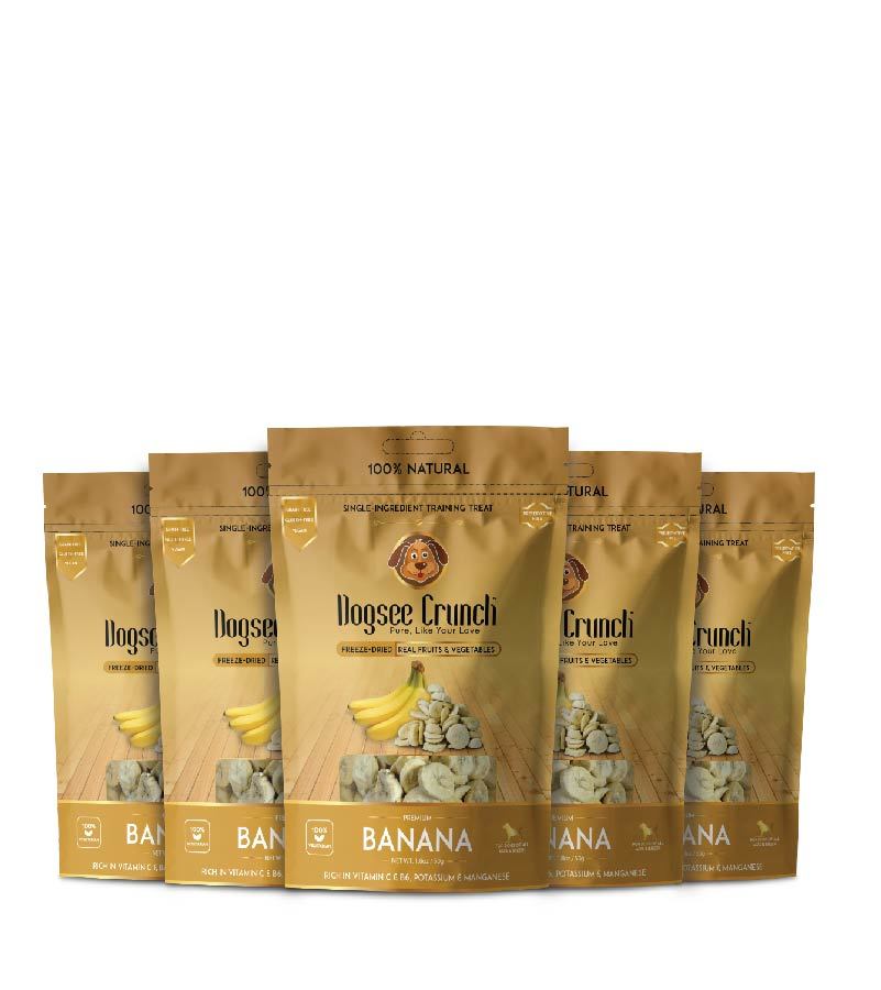 Dogsee Crunch Banana: Freeze-Dried Banana Dog Treats - Pack Of 5